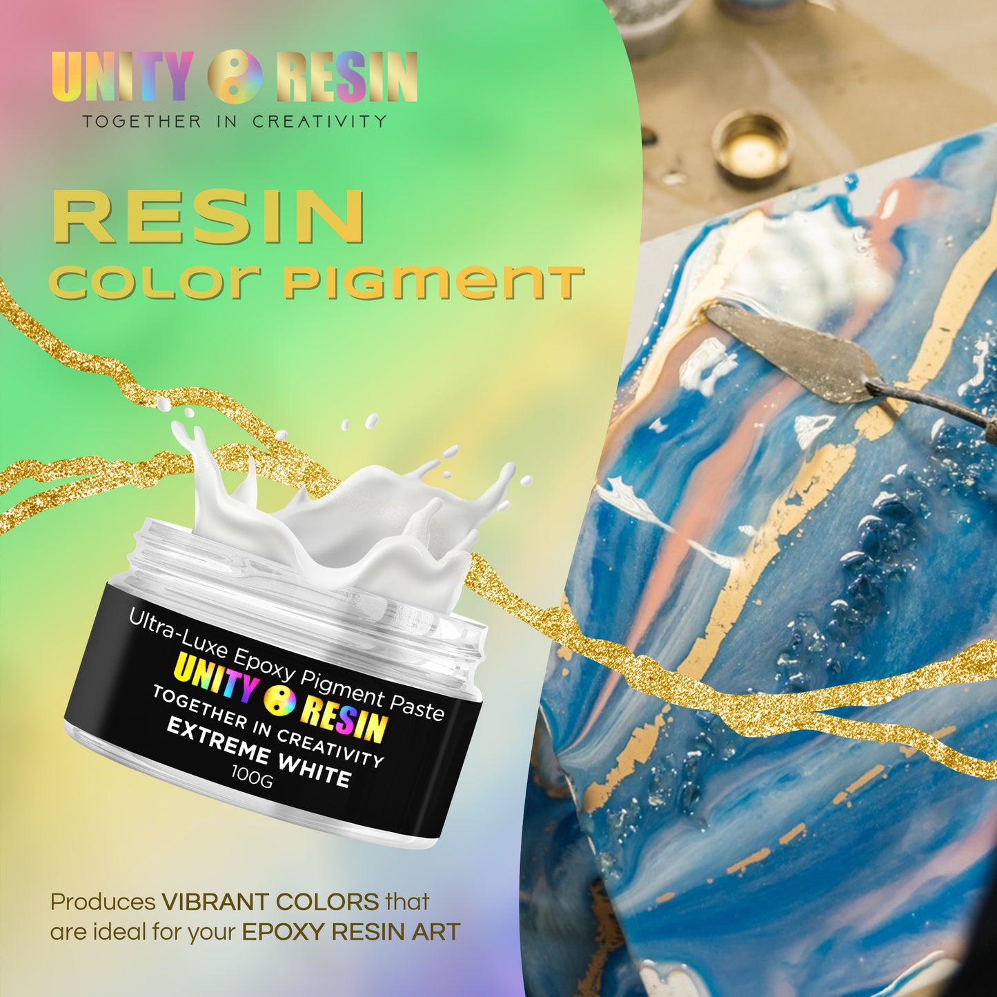 NEW Resin Art Starter Package Kit! -Includes 1 Gallon Kit of Unity Resin Premium Artist Epoxy & 4 Ultra Luxe Pigments