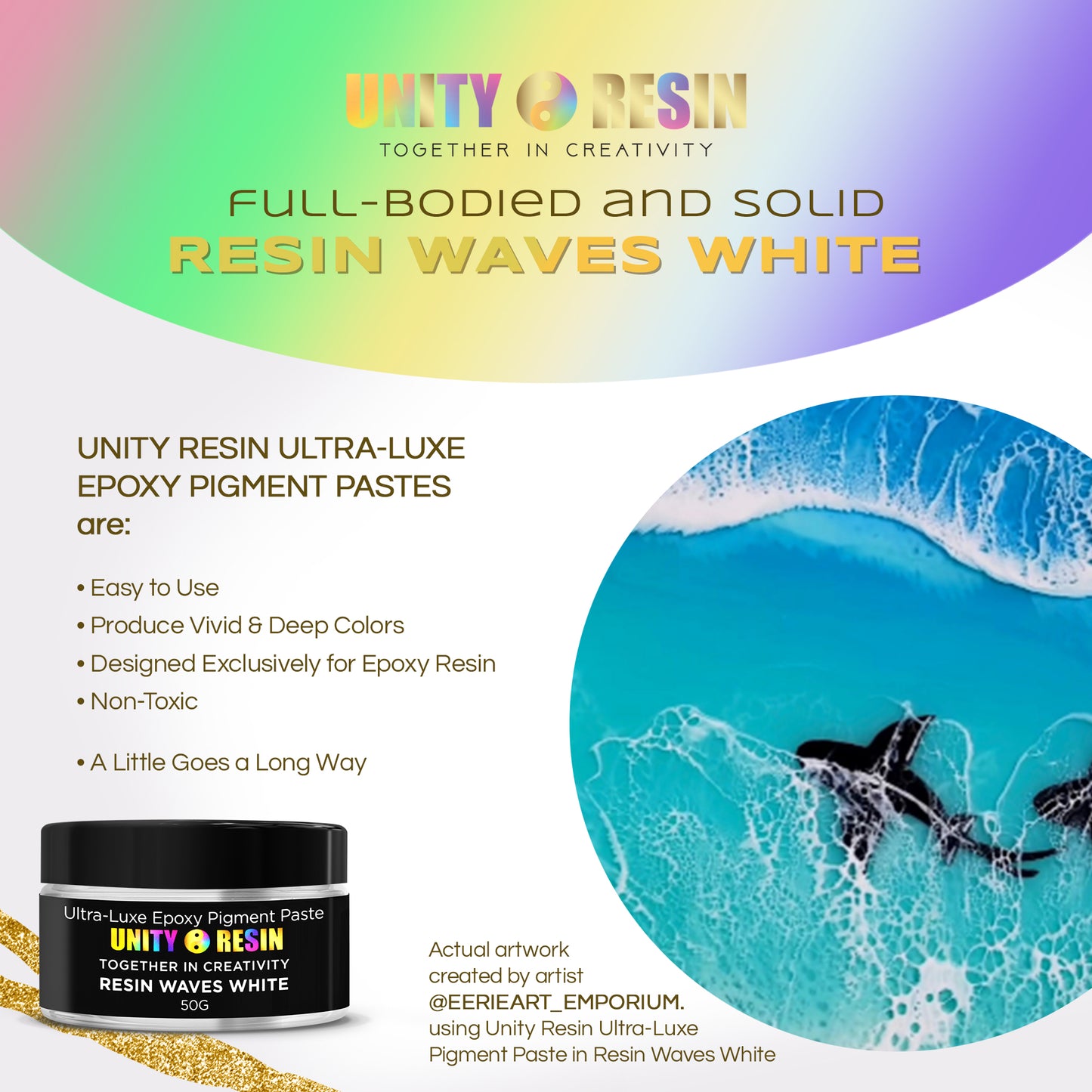SPECIAL LIMITED EDITION Resin Ocean Art Bundle Package! -Includes 1 Gallon Kit of Unity Resin Premium Artist Epoxy & 4 Ultra Luxe Pigments