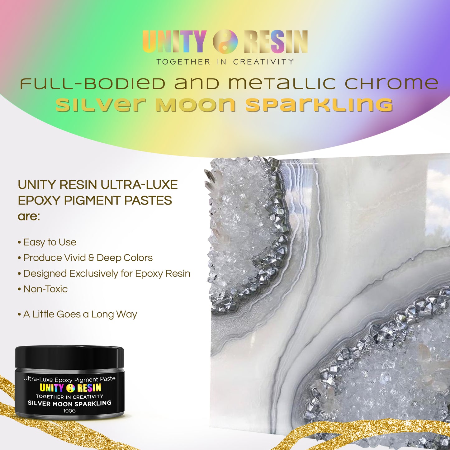 Ultra-Luxe’ Epoxy Pigment Paste-SILVER MOON SPARKLING (100g).