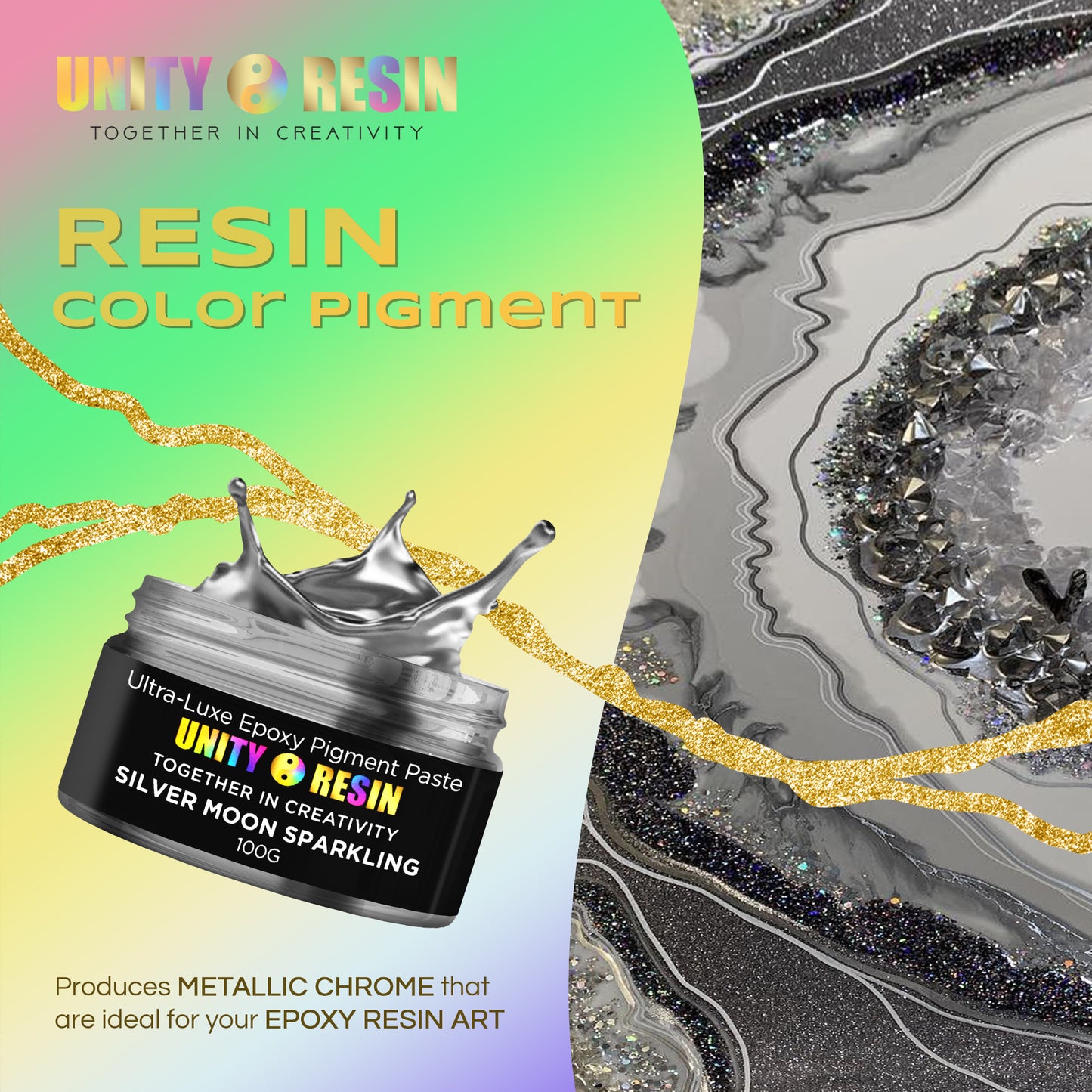 Ultra-Luxe’ Epoxy Pigment Paste-SILVER MOON SPARKLING (100g).