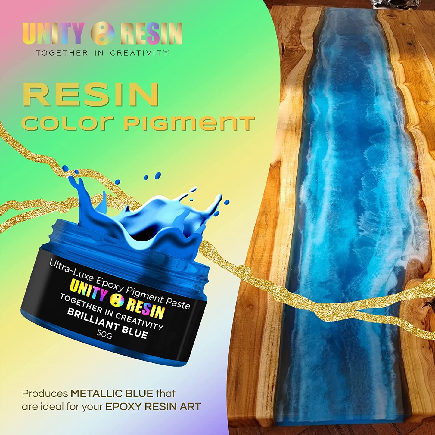 SPECIAL LIMITED EDITION Resin Ocean Art Bundle Package! -Includes 1 Gallon Kit of Unity Resin Premium Artist Epoxy & 4 Ultra Luxe Pigments