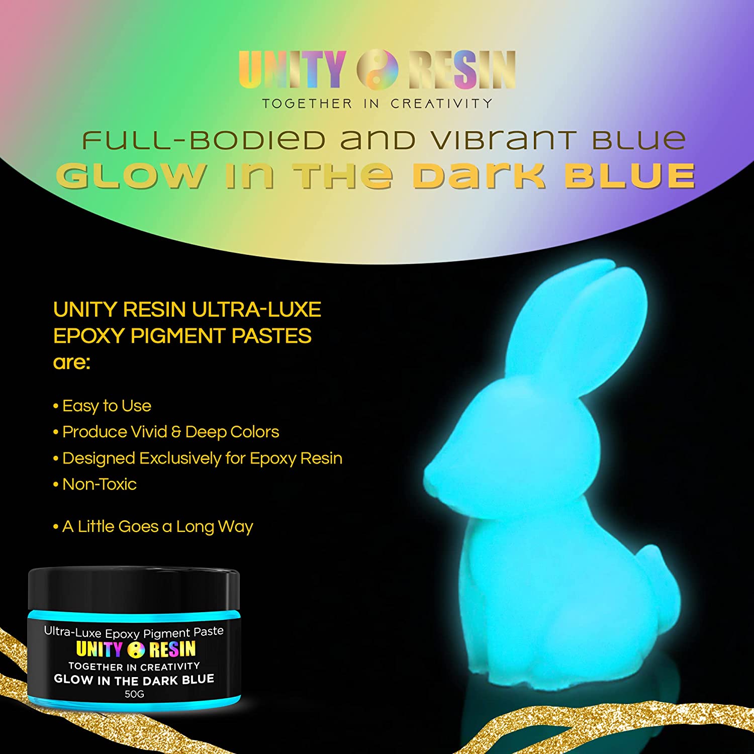 Glow Epoxy Mica Powder Sky Blue Glow in the Dark by PIGMENTLY